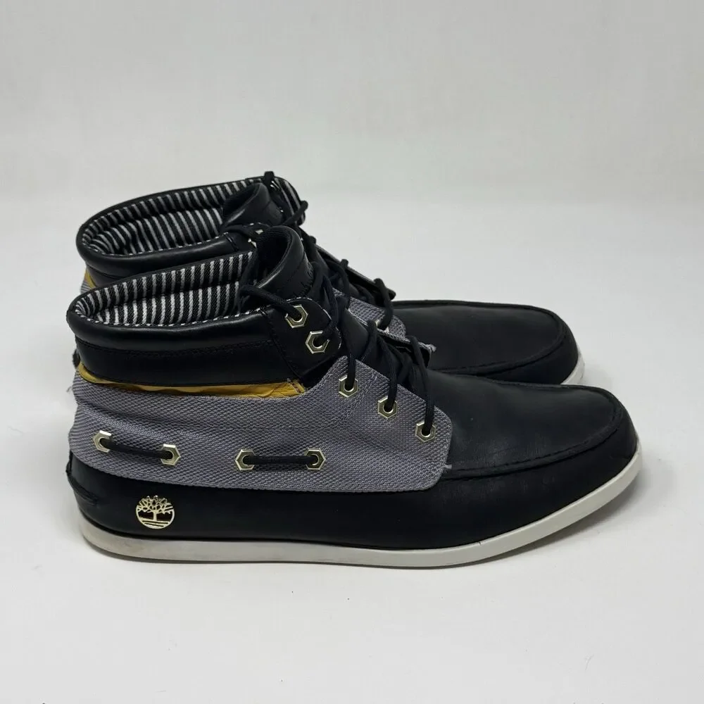 Timberland Newmarket Chukka Boots Mens 12 Black Leather Lace Up Preppy Casual